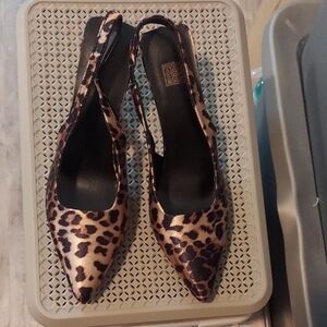SHEIN Animal Print Slingback Heels